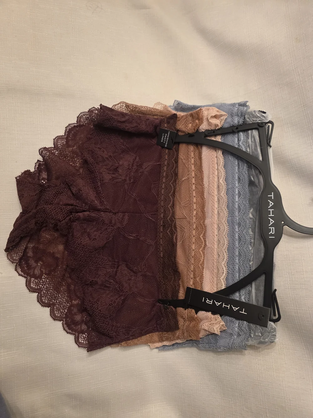 NWT - Tahari Lace Panties 5-Pack — Plum, Mauve, Rose Pink, Dusty Blue and Black